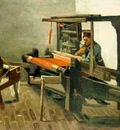 Weaver Facing Left with Spinning Wheel