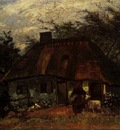 Cottage and Woman with Goat
