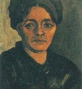 head of a peasant woman with dark cap version