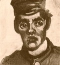 head of a young peasant in a peaked cap version