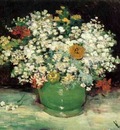 Vase with Zinnias and Other Flowers