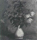 White Vase with Roses and Other Flowers