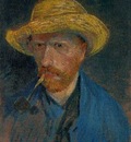Self Portrait with Straw Hat and Pipe