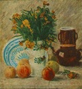Vase with Flowers, Coffeepot and Fruit