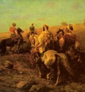Adolf Schreyer Arabian Horsemen Near A Watering Place