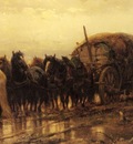 Adolf Schreyer Hitching Horses To The Wagon