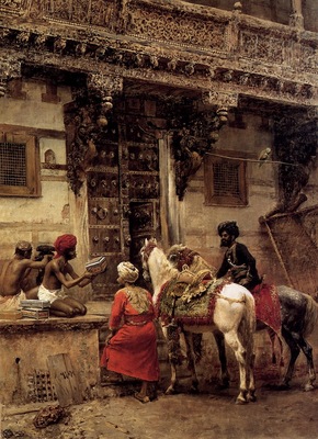 Edwin Lord Weeks Craftsman Selling Cases By A Teak Wood Building in Ahmedabad