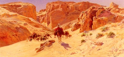 Eugene Alexis Girardet Caravan In The Desert