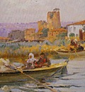 Fausto Zonaro Boat Scene