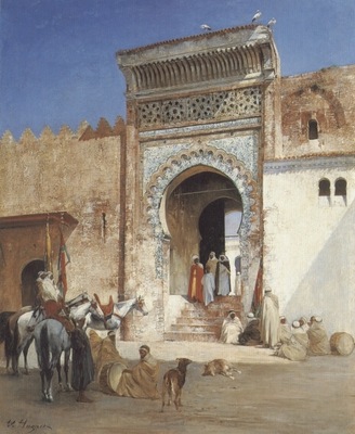 Victor Pierre Huguet Arabs Outside The Mosque