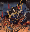 Tamomori tied to a huge anchor ready to cast himself into the sea