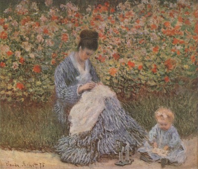 Camille Monet with a Child in the Garden [1875]