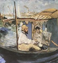 Edouard Manet Monet Painting in the Studio Boat [1874]