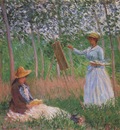 Suzanne Reading and Blanche Painting by the Marsh at Giverny [1887]