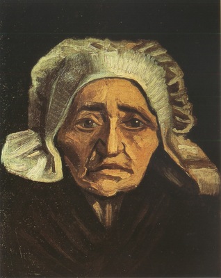 old female peasants head with white coif, nuenen
