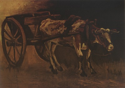 cart with white and red ox, nuenen