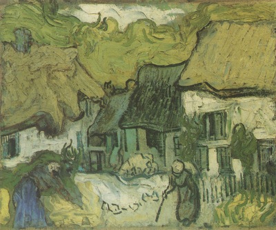 country houses with thatched roofs, auvers sur oise 1890, auvers sur oise