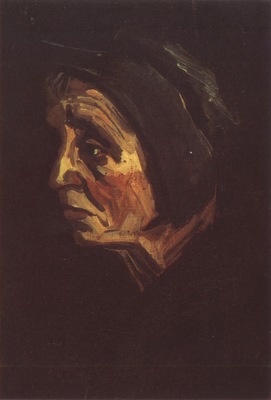 old female peasants head with dark coif, nuenen
