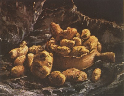 still life with clay bowl and potatoes, nuenen