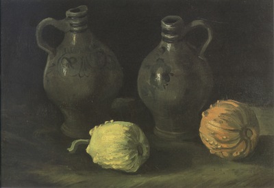still life with jugs and pumpkins, nuenen
