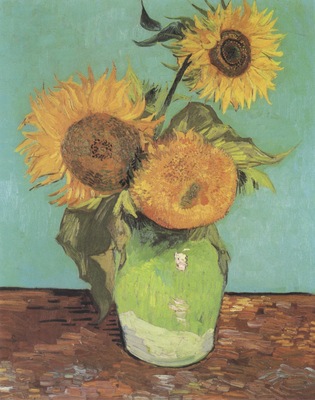 sunflowers in a vase, arles