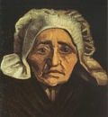 old female peasants head with white coif, nuenen