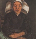 female peasant seated with white cap, nuenen
