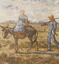 at morning, peasant couple on the path of labour, saint remy