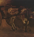 cart with white and red ox, nuenen