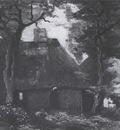 cottage with trees and a female peasant, nuenen