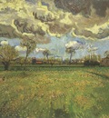 landscape under a stormy sky, arles
