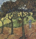 landscape with trees and figure, saint remy