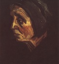 old female peasants head with dark coif, nuenen
