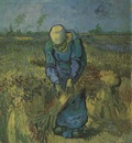 peasant binding sheaves as millet , saint remy