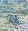 peasants digging a snow field, saint remy