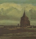 the old nuetens tower with peasant, nuenen