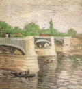 the river seine with the la grande jattes bridge, paris