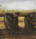two female peasants digging potatoes, nuenen