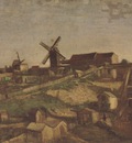 view of montmartre with windmills, paris