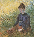 woman seated on the grass, paris