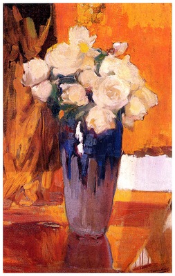 ls Sorolla 1919 Rosas blancas del jardin de la casa