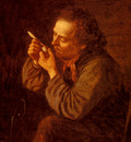 Johnson Eastman Lighting His Pipe