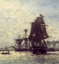 Jongkind Johan Berthold Sailing Ships at Honfleur