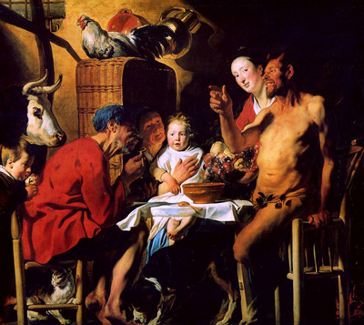 Jordaens Jacob A satyr and a peasant family Sun