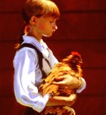 Larson Jeffrey 1999 Girl With Chicken 16by20in