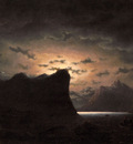 Larson Marcus Fishing Near The Fjord By Moonlight