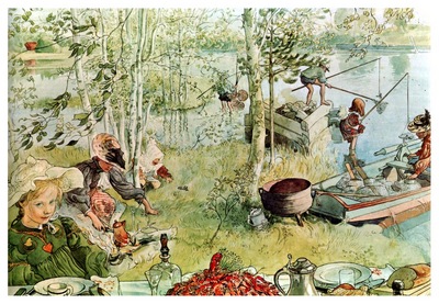ls Larsson 1894 97 The Crayfish Season Opens watercolor