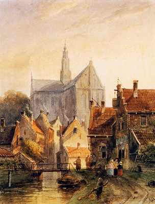 Leickert Charles View Raaks in Haarlem Sun
