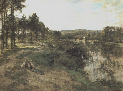 troupeau au bord de leau