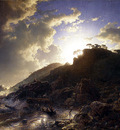 Achenbach Andreas Sunset after a Storm on the Coast of Sicily